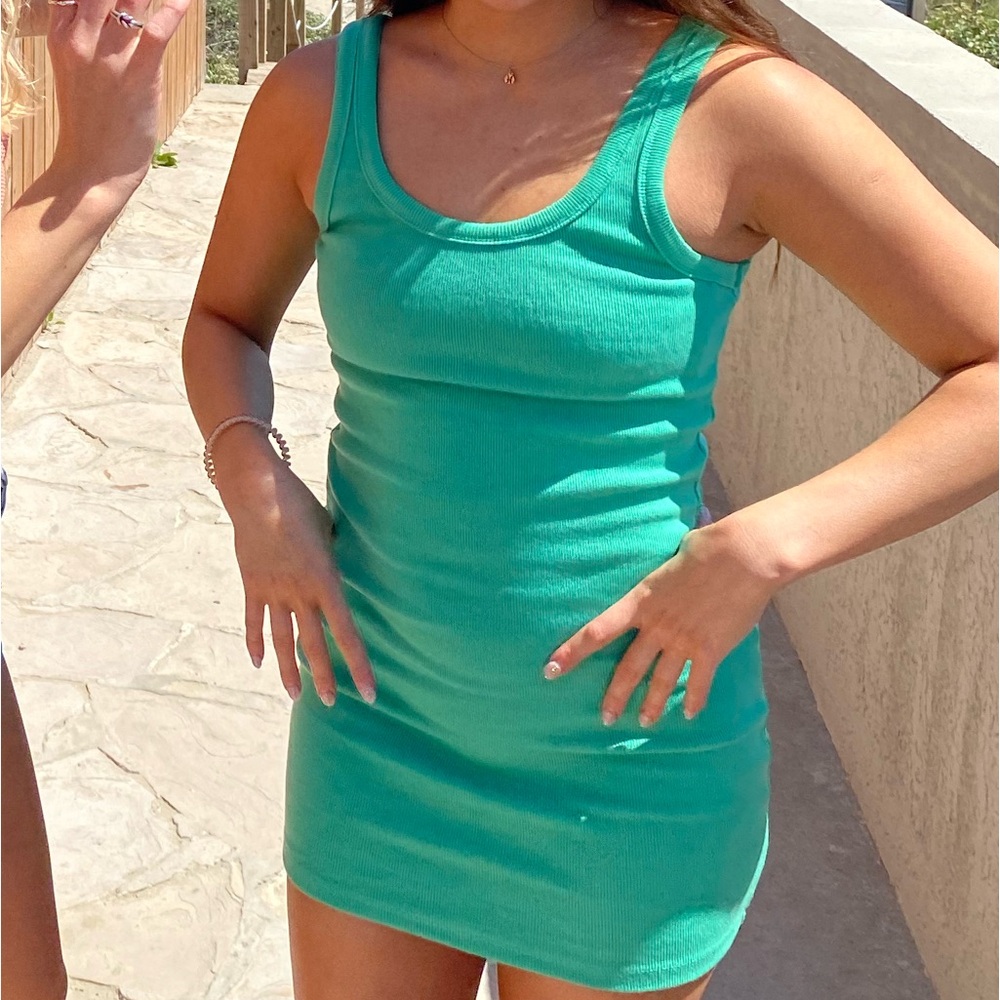 Green body con cotton dress from American threads
